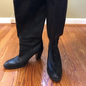 Over the knee slouchy leather boot